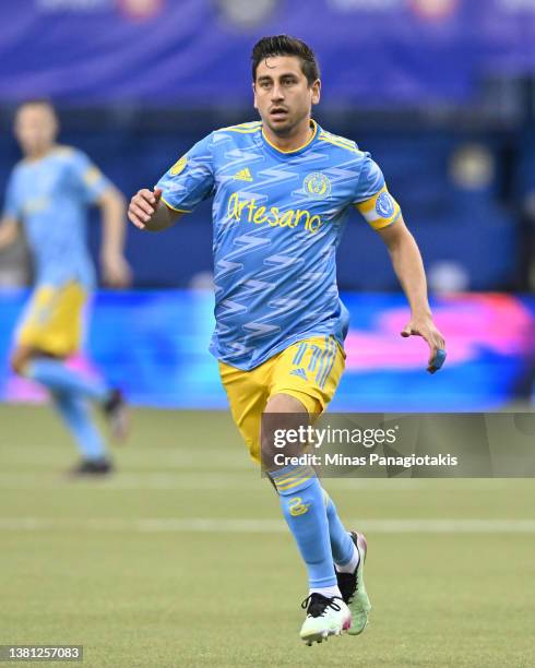 Alejandro Bedoya of Philadelphia Union runs during the first half against CF Montréal at Olympic Stadium on March 5, 2022 in Montreal, Canada....