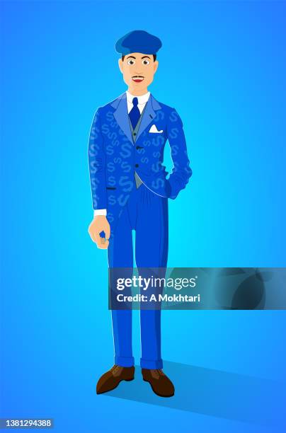classy man - model blue background stock illustrations