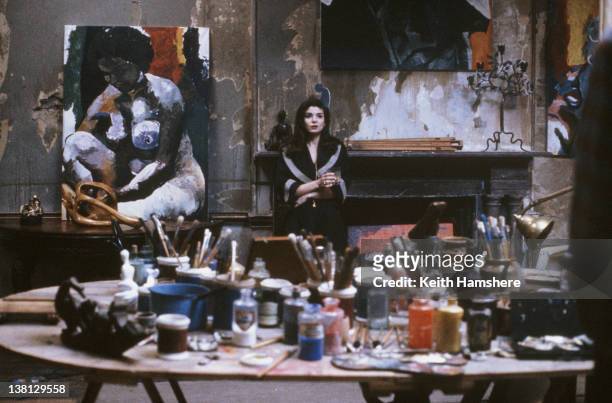 Actress Laura San Giacomo in an artist's studio in the thriller 'Under Suspicion', 1991.