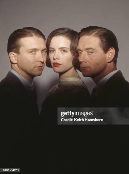 From left to right, actors Alex Lowe, Kate Beckinsale and Anthony Andrews in a publicity still for the film 'Haunted', 1995.