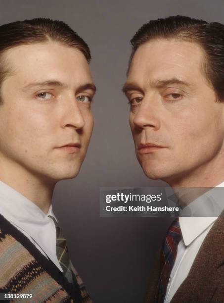 Actors Alex Lowe and Anthony Andrews in a publicity still for the film 'Haunted', 1995.