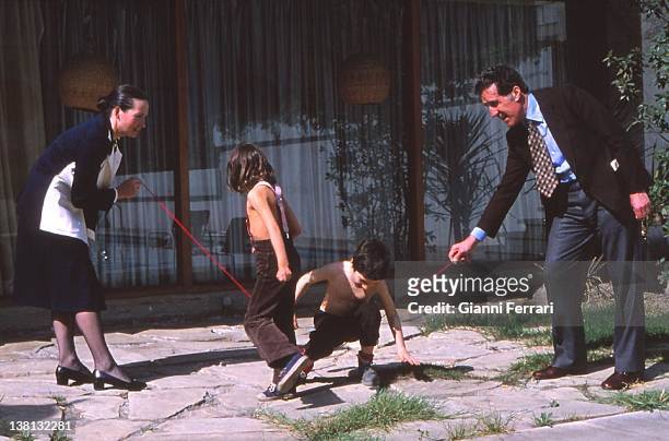 Helenio Herrera, the Argentine trainer of the F.C. Barcelona, with his family Barcelona, Spain.