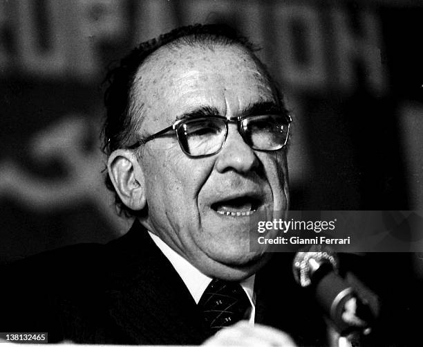 Santiago Carrillo, General Secretary of the Spanish Communist Party, in in the Eurocommunist Summit Barcelona, Spain.