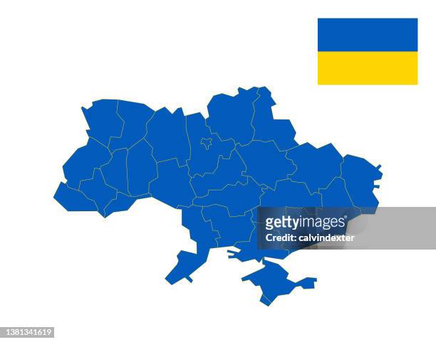 illustrazioni stock, clip art, cartoni animati e icone di tendenza di mappa dell'ucraina con regioni o stati - kiev