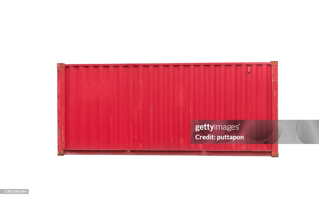 Red Cargo Container Against White Background