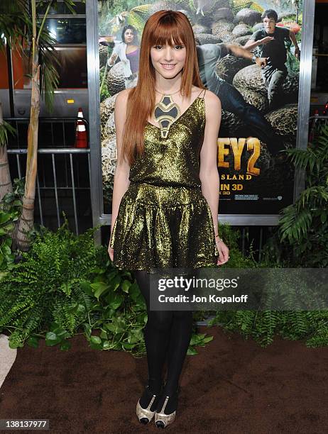 Actress Bella Thorne arrives at the Los Angeles Premiere "Journey 2: The Mysterious Island" at Grauman's Chinese Theatre on February 2, 2012 in...