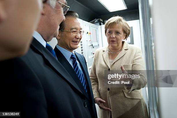 Martin Herrenknecht, Chairman of the Board of Management of Herrenknecht AG, poses in front of a tunnelling system before the arrival of German...