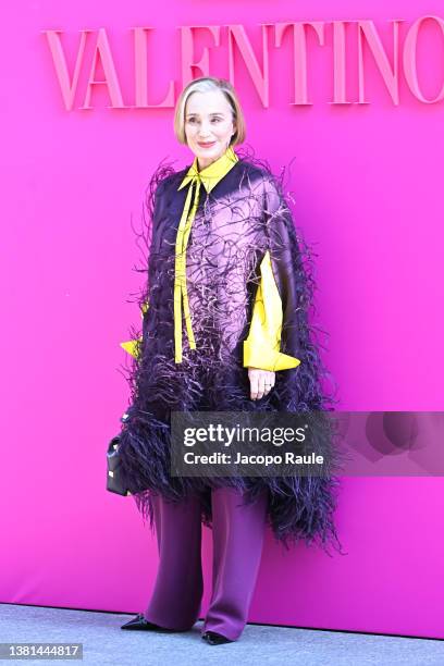 Kristin Scott Thomas attends the Valentino Womenswear Fall/Winter 2022/2023 show as part of Paris Fashion Week on March 06, 2022 in Paris, France.