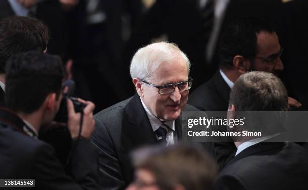 Rainer Bruederle , chairman of the Free Democrats political party arrives for the 48th Munich Security Conference at Hotel Bayerischer Hof on...