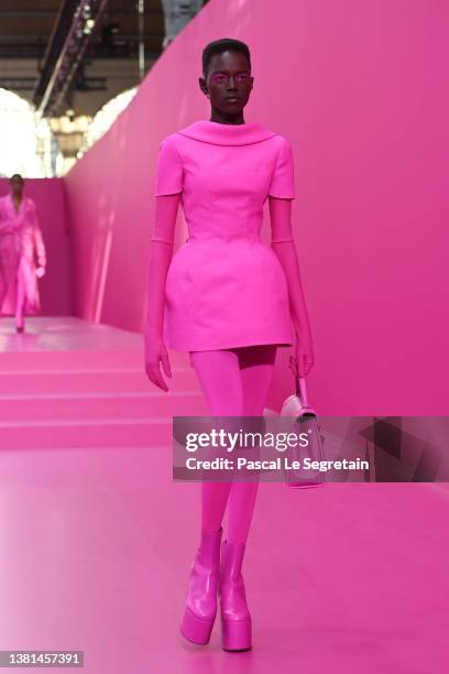 Model walks the runway during the Valentino Womenswear Fall/Winter 2022-2023 show as part of Paris Fashion Week on March 06, 2022 in Paris, France.