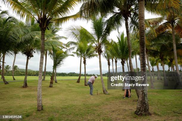 Ryan Brehm plays his second shot from the rough on the second hole during the final round of the Puerto Rico Open at Grand Reserve Golf Club on March...