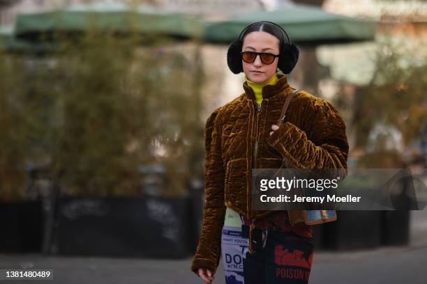 Fashion Week Guestis seen outside Vivienne Westwood during Paris Fashion Week on March 05, 2022 in Paris, France.