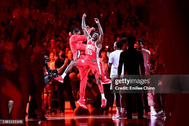 Jamari Wheeler of the Ohio State Buckeyes is introduced before the first half of a game against the Michigan Wolverines at Value City Arena on March...