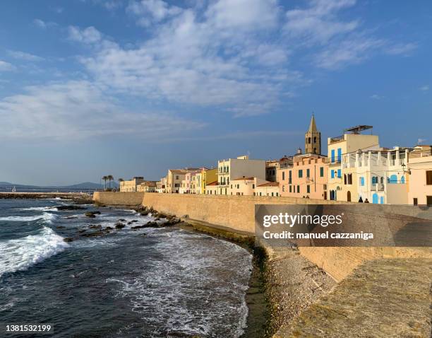 seafront bastions in alghero - alghero stock pictures, royalty-free photos & images