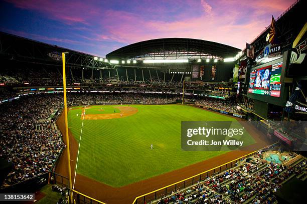 General view of Chase Field during the game between the San Francisco Giants and the Arizona Diamondbacks in Phoenix, Arizona on April 15, 2011. The...