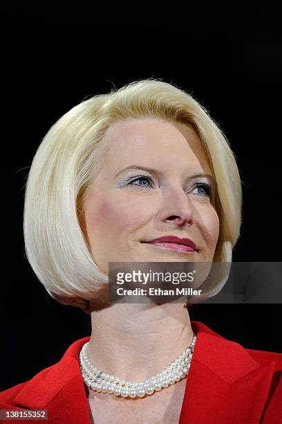 Callista Gingrich attends a campaign rally for her husband, Republican presidential candidate and former Speaker of the House Newt Gingrich, at...