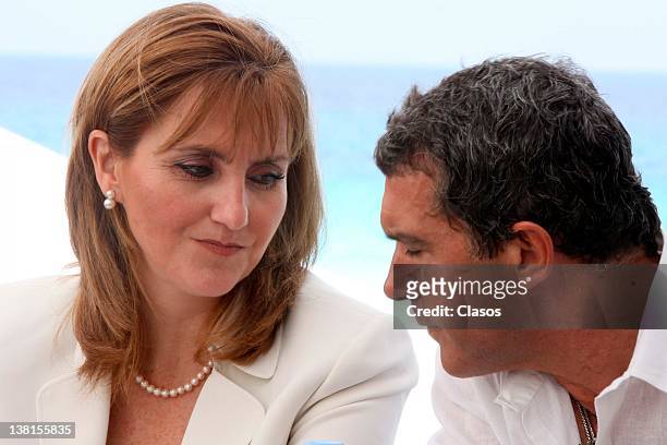 The actor Antonio Banderas during the inauguration of the Iberostar Hotel on February 02, 2012 in Cancun, Mexico.