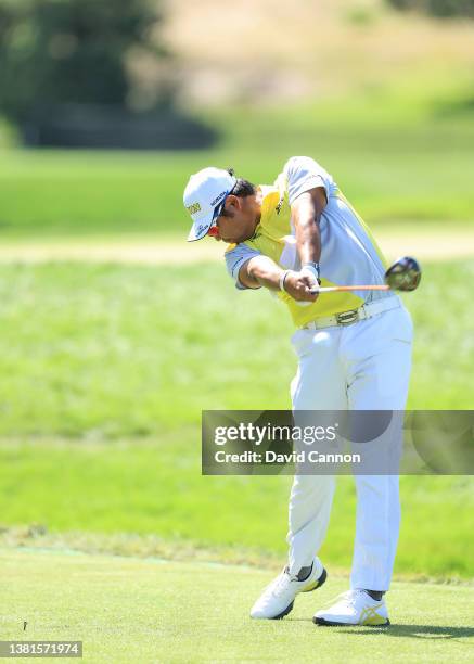 Hideki Matsuyama of Japan plays his tee shot on the par 4, 18th hole during the final round of the Arnold Palmer Invitational presented by Mastercard...