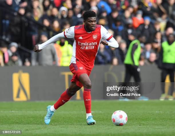 Thomas Parteyof Arsenal during the Premier League match between Watford and Arsenal at Vicarage Road on March 06, 2022 in Watford, England.