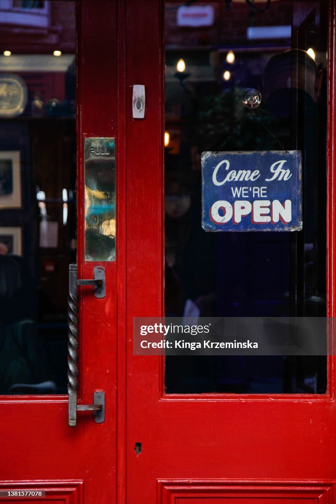 'We're open' sign