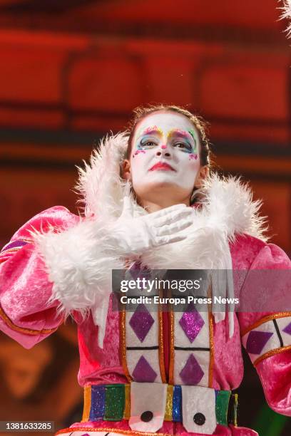 Member of one of the murgas at the final of the Carnival Murgas Contest, March 5 in Las Palmas de Gran Canaria, Spain. From Puerto del Rosario,...