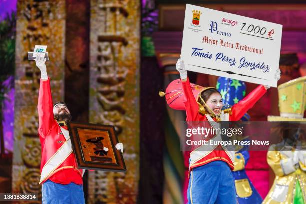 Several members of one of the murgas at the final of the Carnival Murgas Contest, March 5 in Las Palmas de Gran Canaria, Spain. From Puerto del...