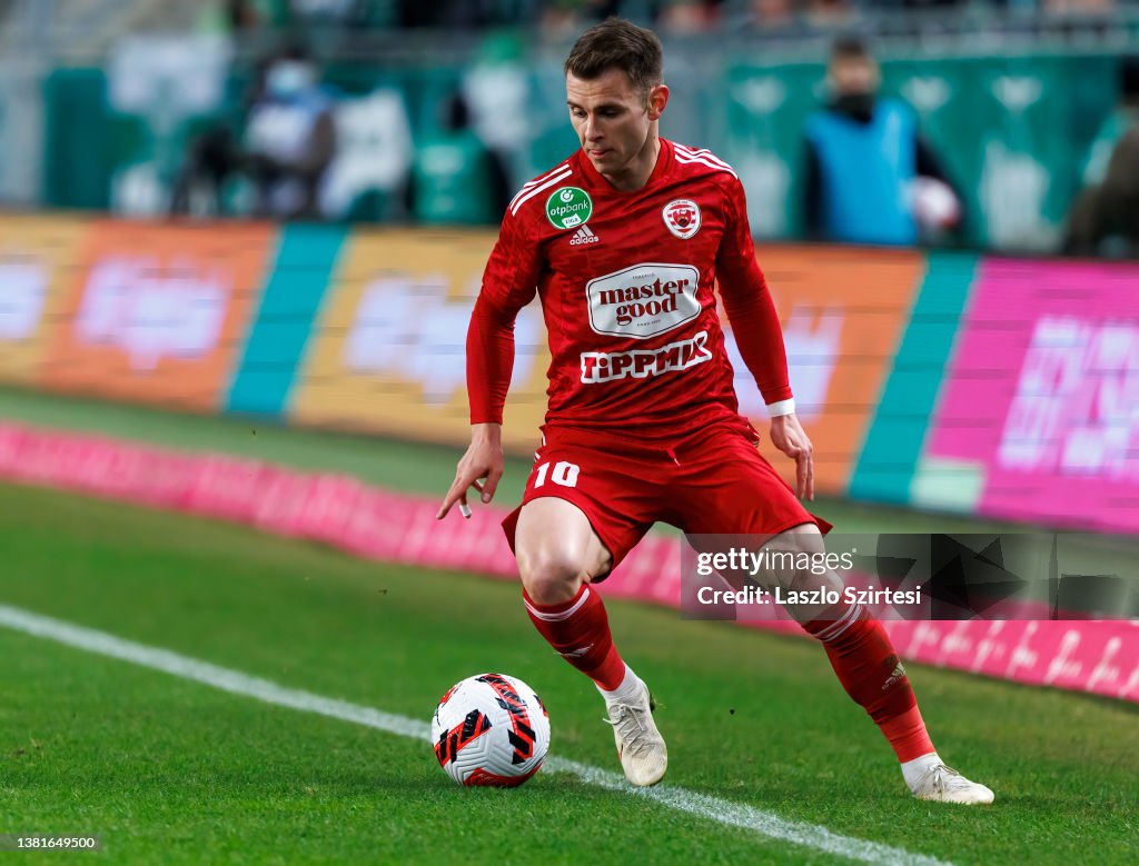 Claudiu Bumba of Kisvarda Master Good controls the ball during the