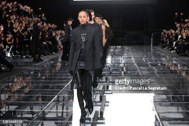 Models walk the runway during the Givenchy Womenswear Fall/Winter 2022-2023 show as part of Paris Fashion Week on March 06, 2022 in Paris, France.