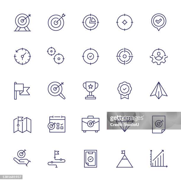 goals editable stroke line icons - purpose icon stock illustrations