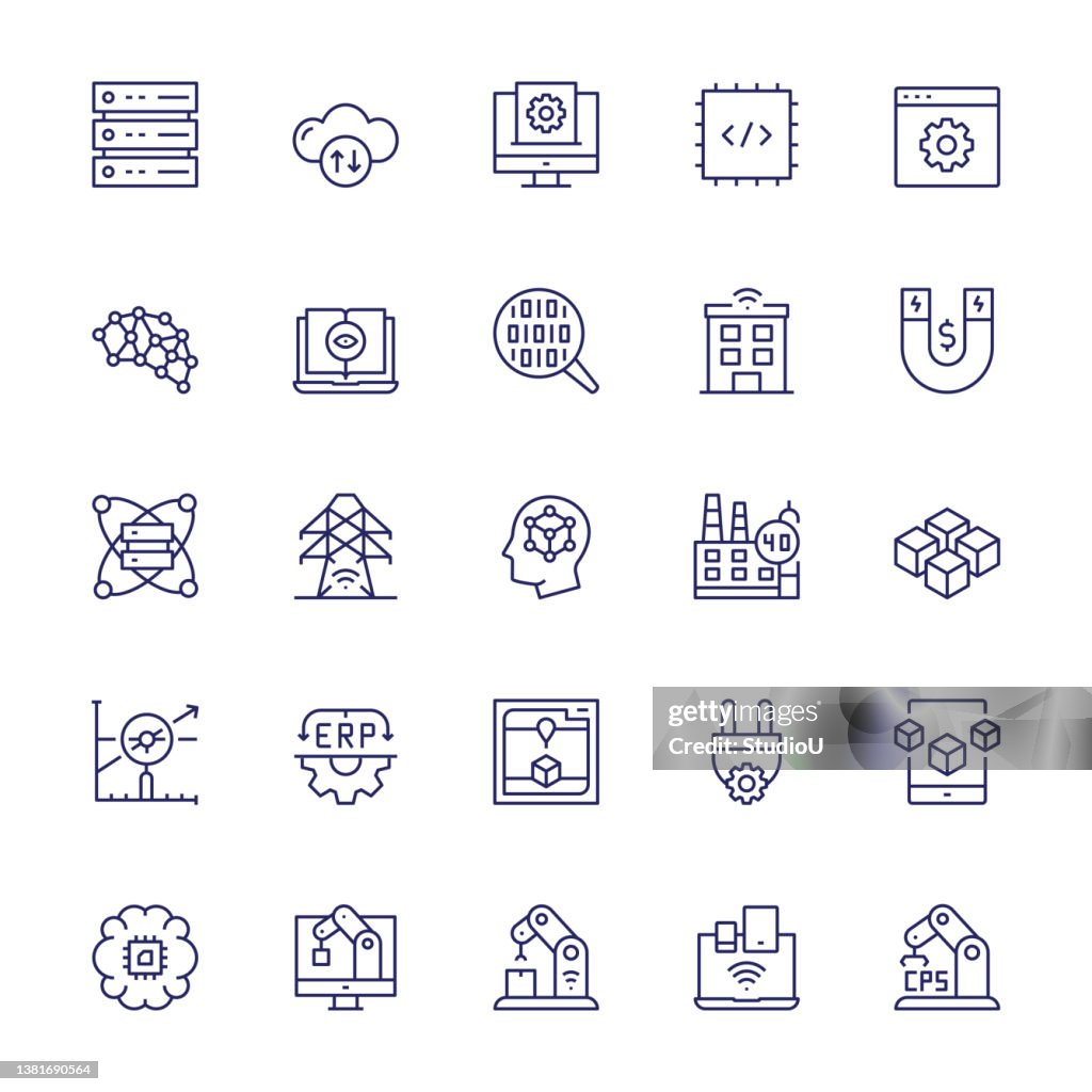 Industry 4.0 Editable Stroke Line Icons