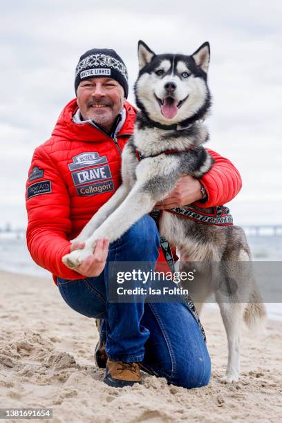 German actor Till Demtroeder during the sled dog run closing event as part of the "Baltic Lights" charity event on March 6, 2022 in Heringsdorf,...