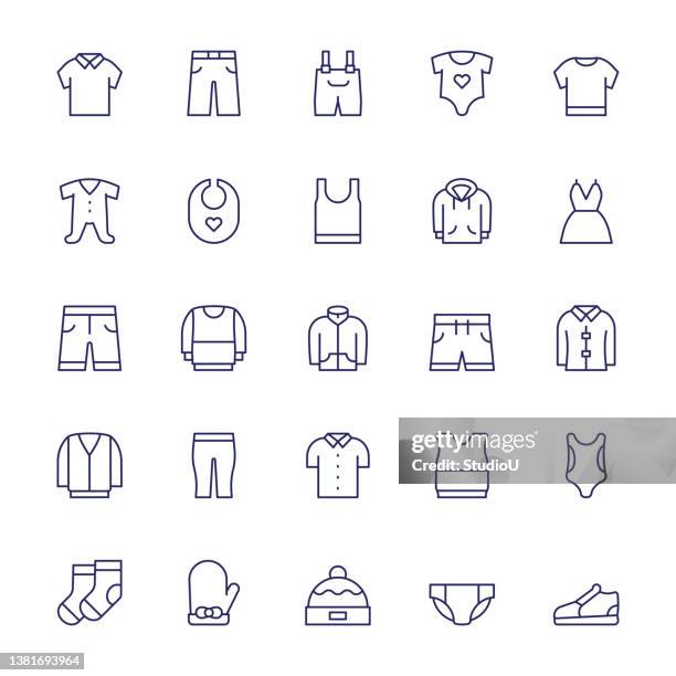 stockillustraties, clipart, cartoons en iconen met kidswear editable stroke line icons - tanga