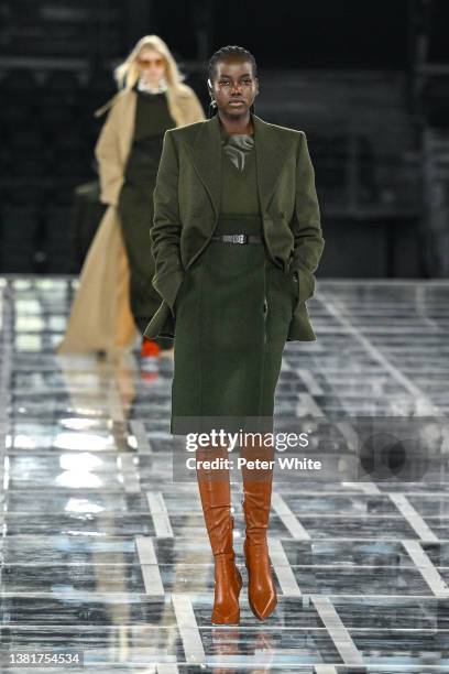 Adut Akech walks the runway during the Givenchy Womenswear Fall/Winter 2022-2023 show as part of Paris Fashion Week on March 06, 2022 in Paris,...