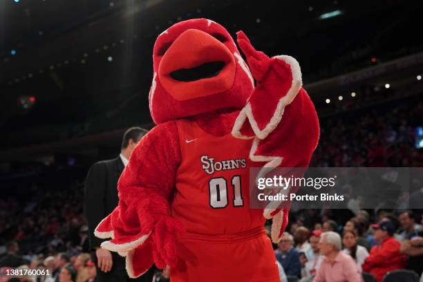 The St. John's Red Storm mascot during a game against the Villanova Wildcats at Madison Square Garden on February 8, 2022 in New York City.