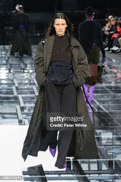 Bella Hadid walks the runway during the Givenchy Womenswear Fall/Winter 2022-2023 show as part of Paris Fashion Week on March 06, 2022 in Paris,...