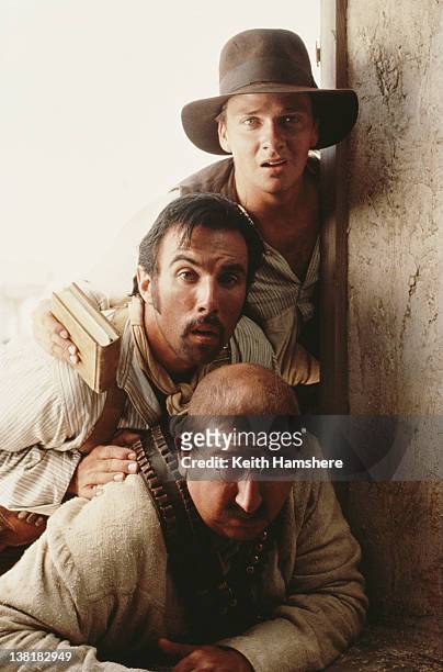 Actors Sean Patrick Flanery, Francesco Quinn and Ronny Coutteure in the television series 'The Young Indiana Jones Chronicles', 1992. This scene...