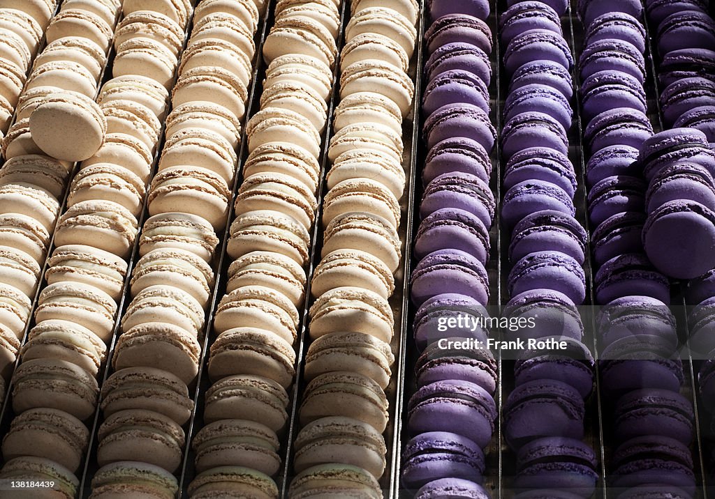 Colorful macaroons on a tablet in a nice light