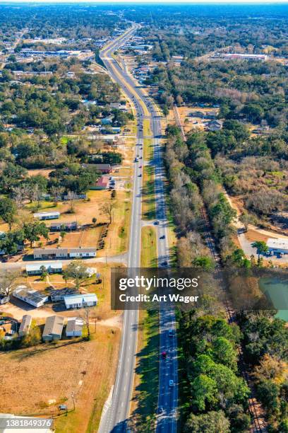 suburban pensacola aerial - urban sprawl forest stock pictures, royalty-free photos & images