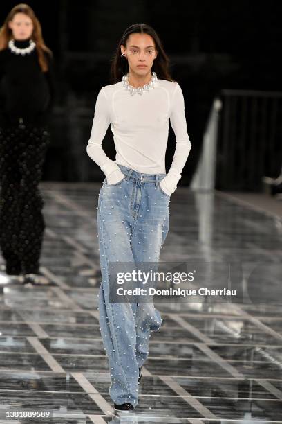 Model walks the runway during the Givenchy Womenswear Fall/Winter 2022-2023 show as part of Paris Fashion Week on March 06, 2022 in Paris, France.