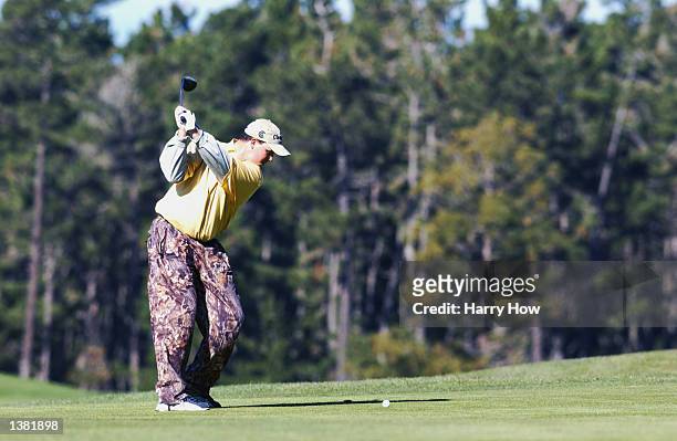 Boo Weekley hits a shot during the third round of the AT&T National Pro-Am on Feburary 2, 2002 in Pebble Beach, California.