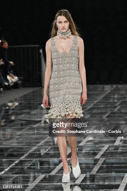 Model walks the runway during the Givenchy Womenswear Fall/Winter 2022-2023 show as part of Paris Fashion Week on March 06, 2022 in Paris, France.