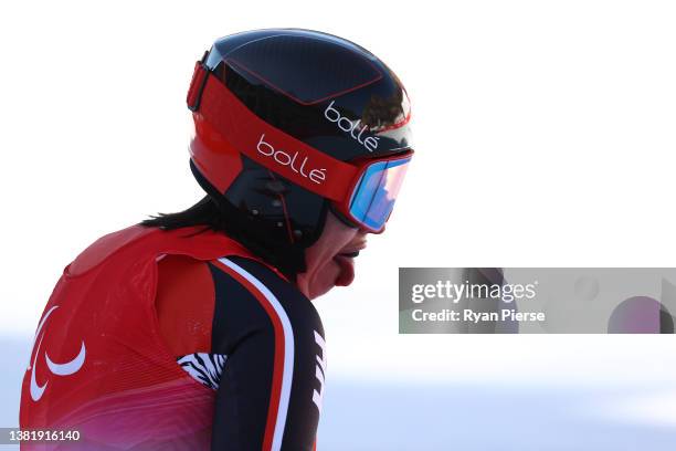 Andrea Rothfuss of Team Germany competes in the Para Alpine Skiing Women's Super Combined Super-G Standing at Yanqing National Alpine Skiing Centre...