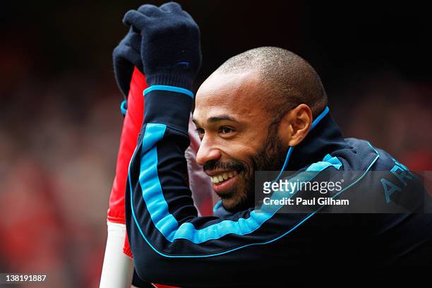 Thierry Henry of Arsenal looks on from the corner flag during the Barclays Premier League match between Arsenal and Blackburn Rovers at Emirates...