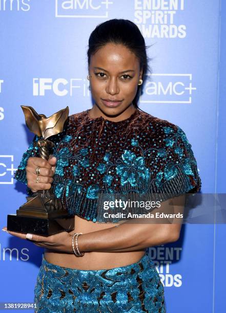 Taylour Paige, winner of the Best Female Lead award for ‘Zola,’ attends the 2022 Film Independent Spirit Awards after party at The Victorian on March...