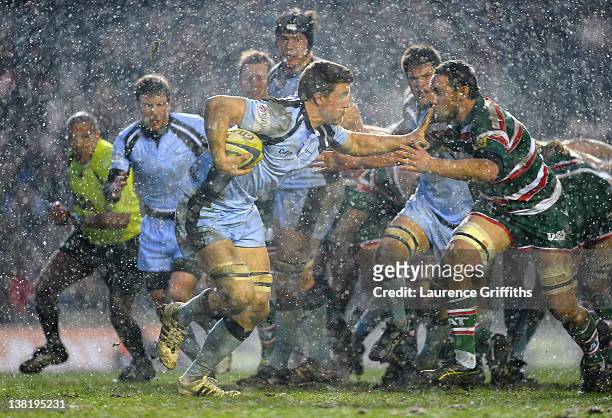 Mark Wilson of Newcastle Falcons in action during the LV Cup round four match between Leicester Tiger and Newcastle Falcons at Welford Road on...