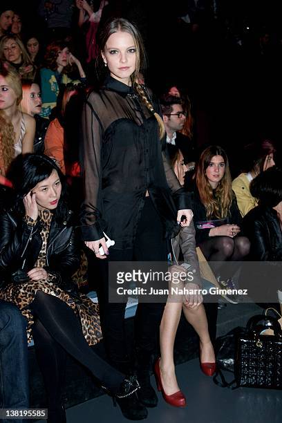 Laura Hayden attends the Carlos Diez and Maria Escote show during Mercedes-Benz Fashion Week Madrid A/W 2012 at Ifema on February 4, 2012 in Madrid,...