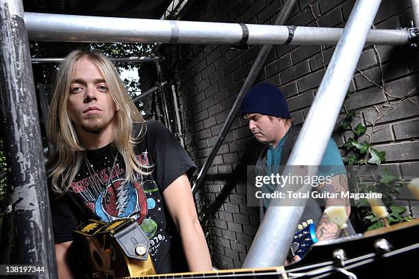 Ben Wells and Chris Robertson of American rock band Black Stone Cherry. During a portrait shoot for Total Guitar Magazine/Future via Getty Images,...