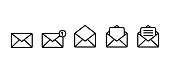 Mail vector icons set. Letter message, web symbol