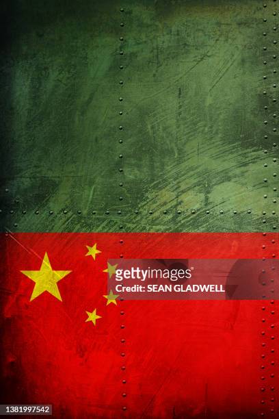 china flag on steel armour - china flag stock pictures, royalty-free photos & images