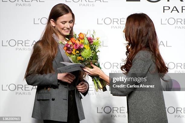 Spanish model Beatriz Saladich and actress Paz Vega at the L'Oreal Awards 2012 during Mercedes-Benz Fashion Week Madrid Autumn/Winter 2012 at Ifema...